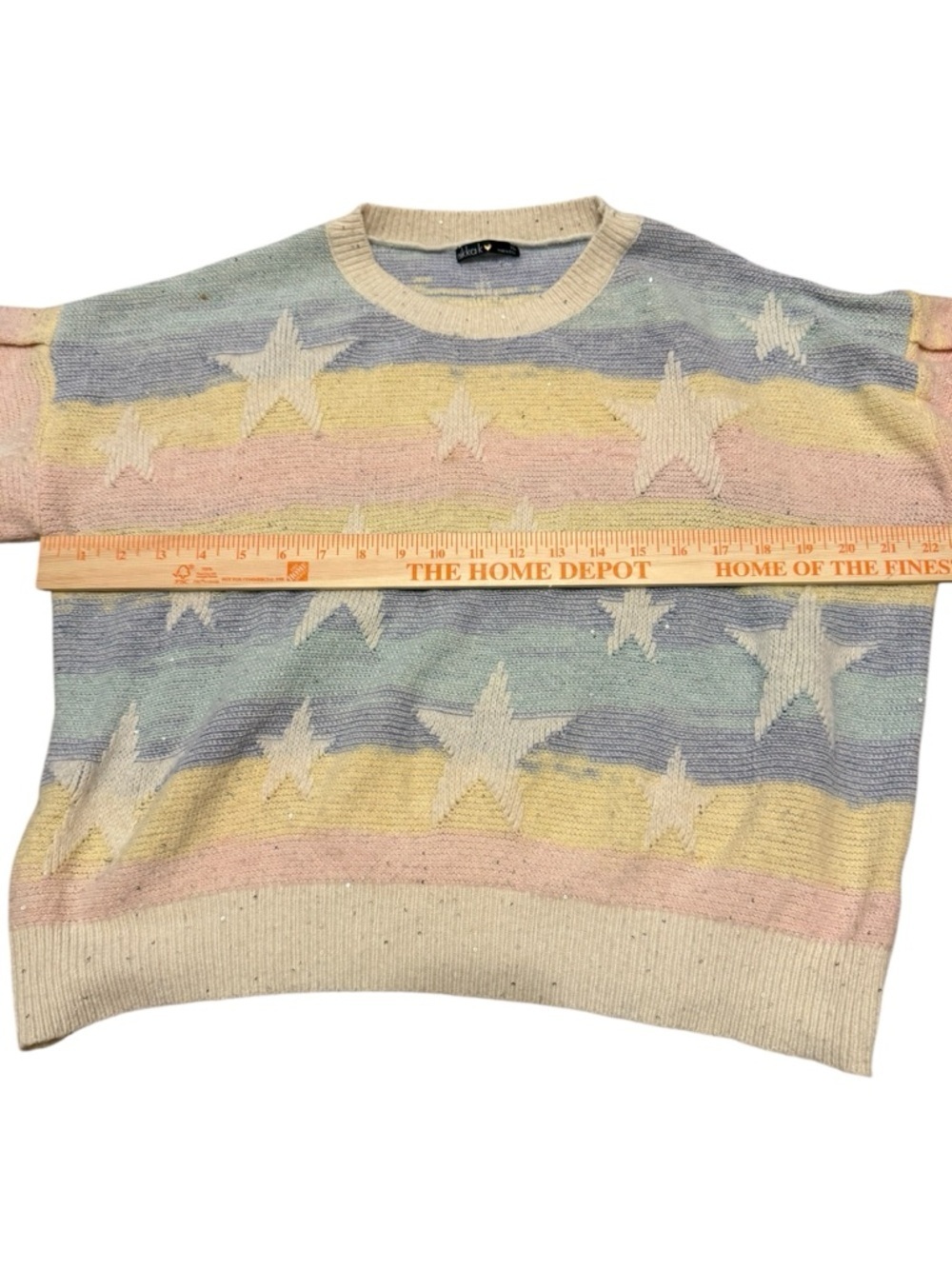 Minimal Pastel Star Pattern Crewneck sparkly Sweater - XL - Picture 4 of 6